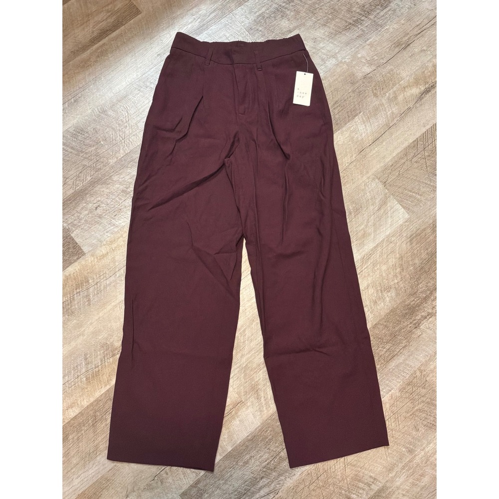 NWT A New Day Dress Pants Wide Leg High Rise Burgundy Size 17